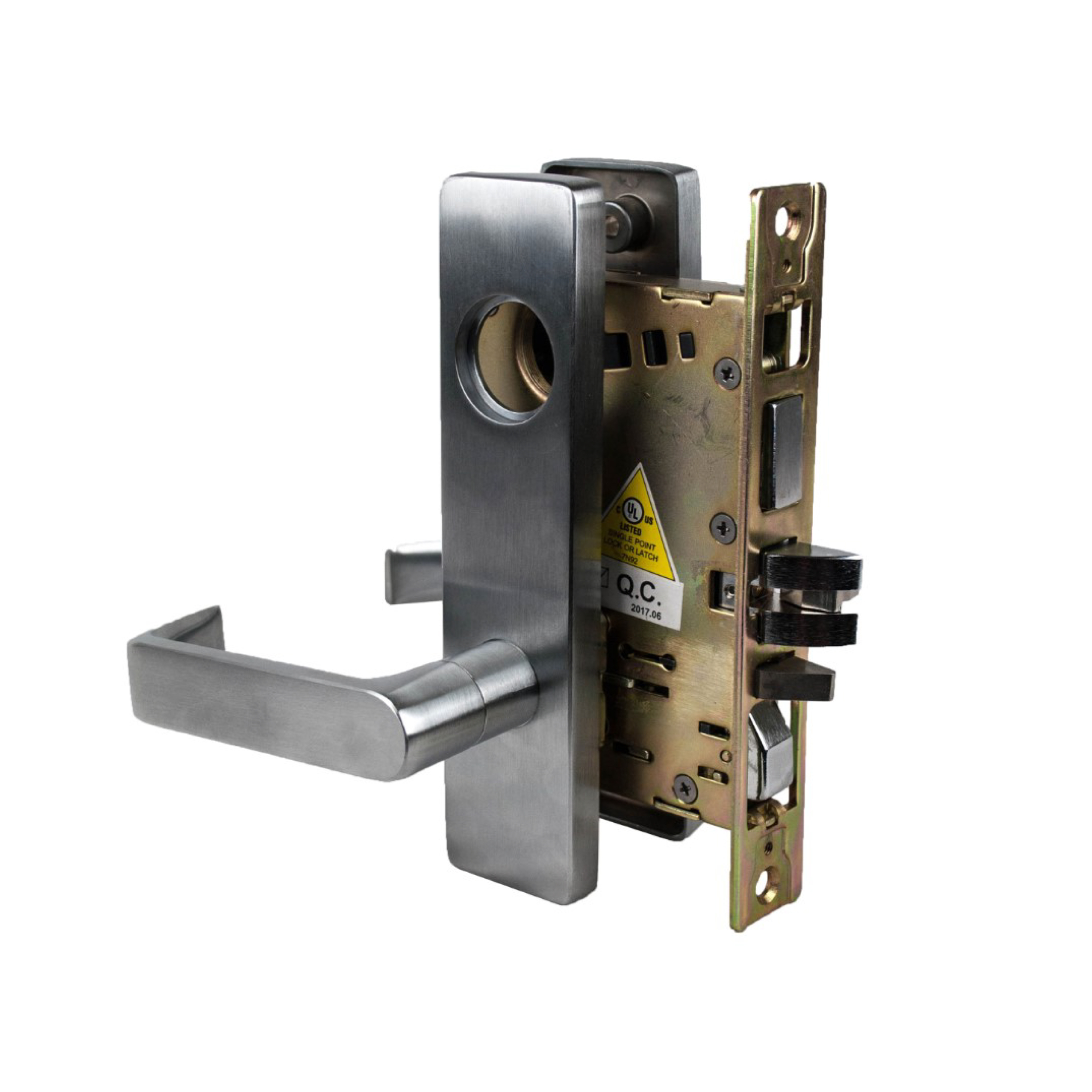 Trans Atlantic DXML Brushed Chrome Grade 1 Passage Mortise Lock Door Handle — Left-Handed Lever, ADA Compliant, Model# DL-DXML10SSLH-US26D
